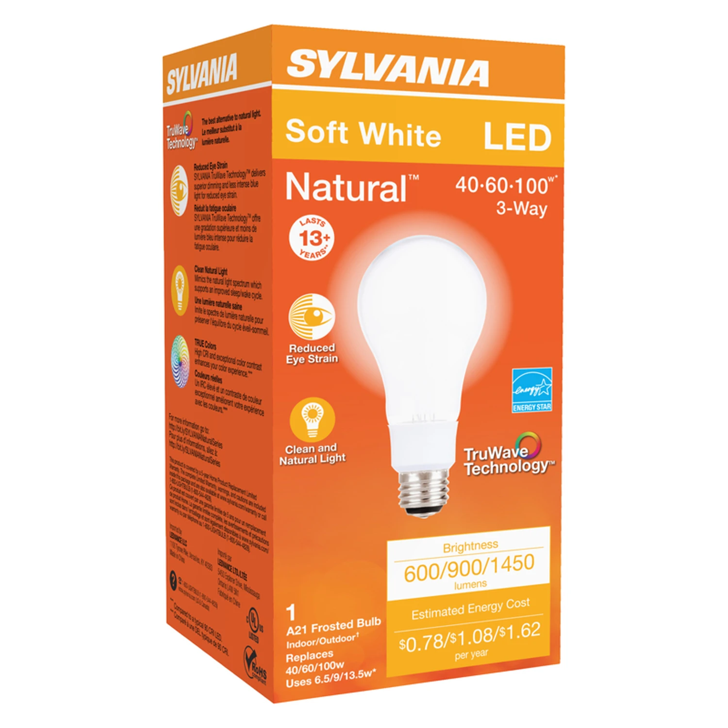 Natural A21 E26 Led Bulb Soft White 3-way 13.5w 40/60/100w Equivalence 1 Pk