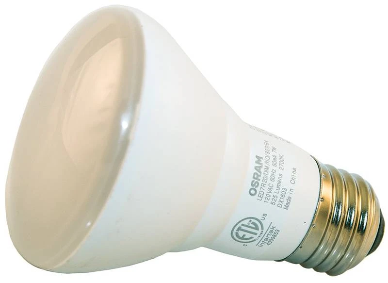 7w Dimmable Led Bulb, 120v, R20 Medium Base E26, 525 Lumens, 2700k Warm White