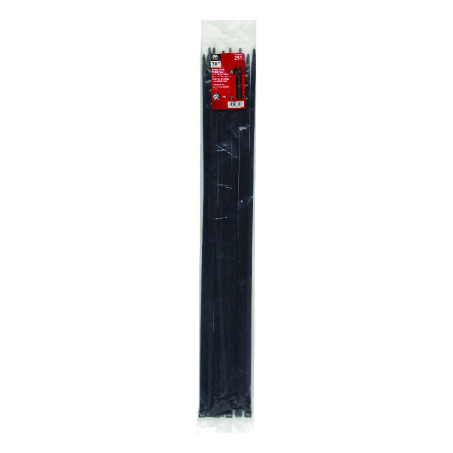 30 In. L Black Cable Tie 25 Pk, Nylon, Uv Resistant, 175 Tensile Strength