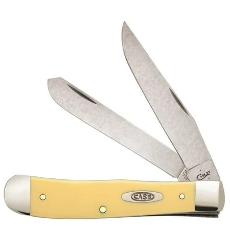 Smooth Yellow Synthetic Trapper Knife With Pocket Clip, 4.125 In.