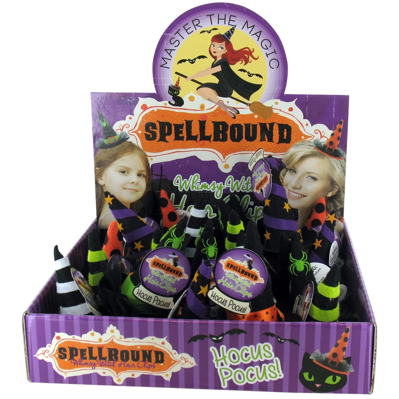 DM Merchandising  Spellbound  Halloween  Witch Hat Hair Clips  Acrylic/Polyester  24 pk