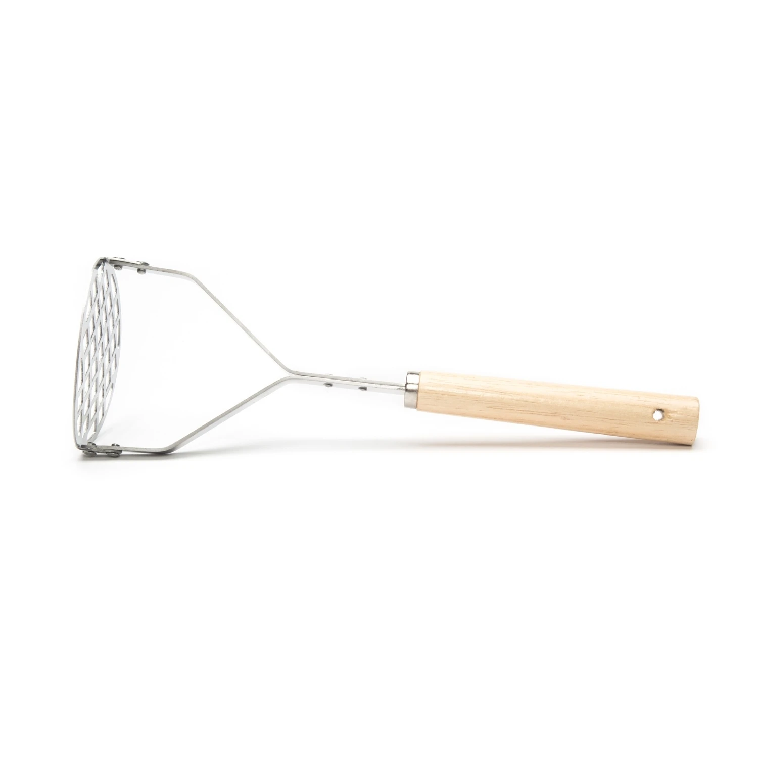 Stainless Steel Potato Masher With Wooden Handle - Manual Kitchen Utensil