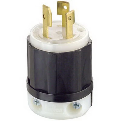 3331-c 30 Amp 125/250 Volt Locking Non-grounding Plug - Black/white