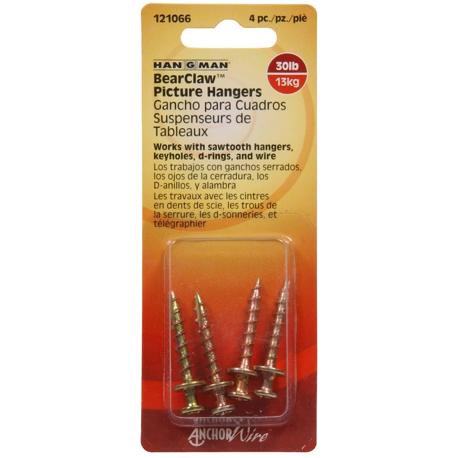 4-count Bear Claw Picture Hangers Model 121066 For Easy Wall Mounting