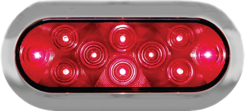V423xr-4 Square 9-32v Red Led Stop & Tail Light With Chrome Bezel