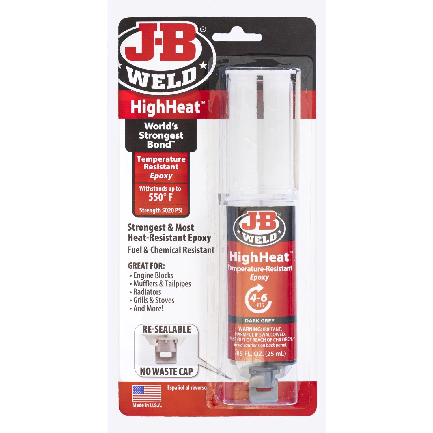 J-B Weld 50197 High Heat Syringe 2-Part Epoxy, 25ml