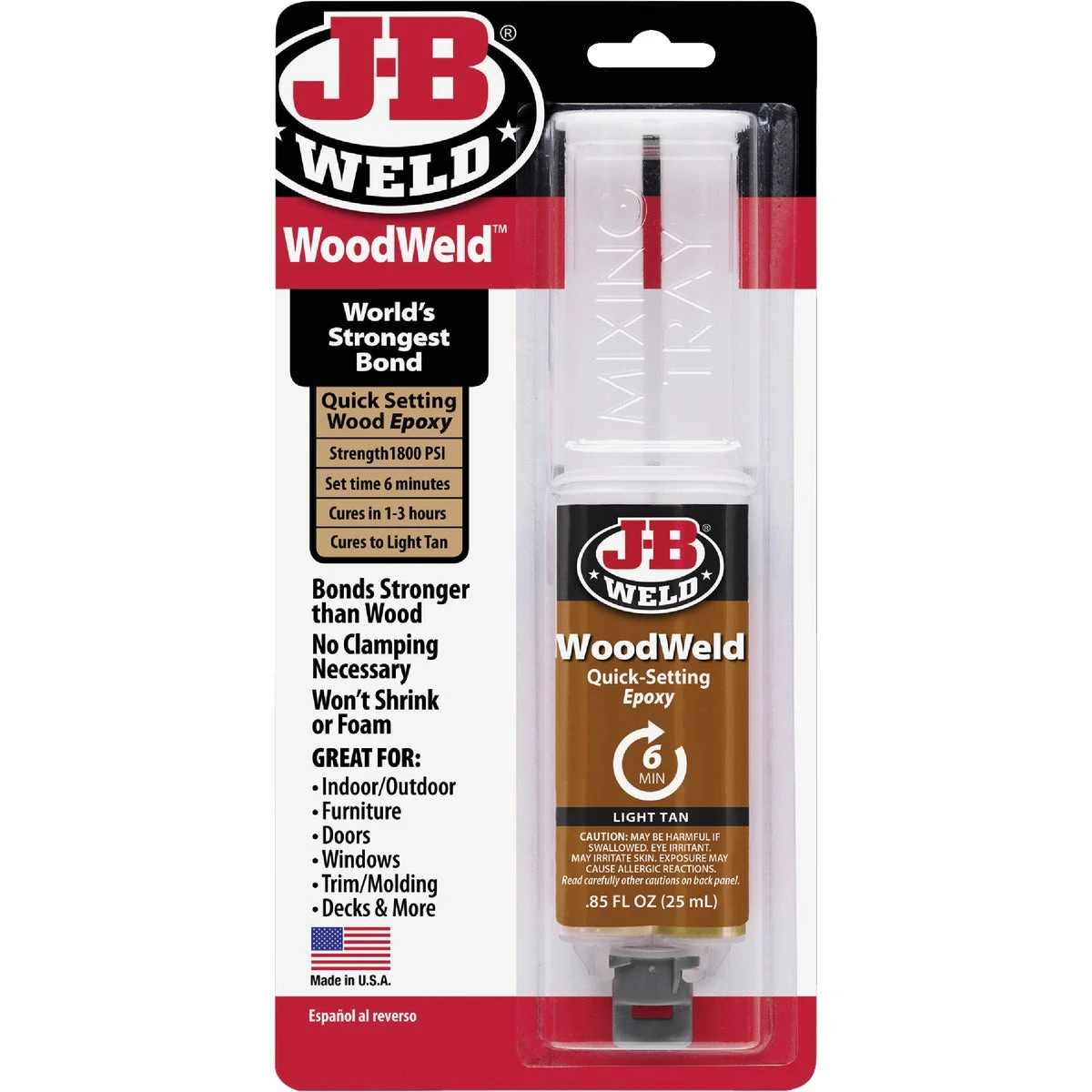 WoodWeld Quick Setting Wood Epoxy Syringe, 25 ml.