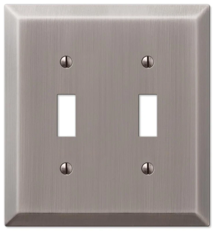 2-gang Stamped Steel Toggle Switch Wall Plate, Antique Nickel, Ul Listed, 1 Pk