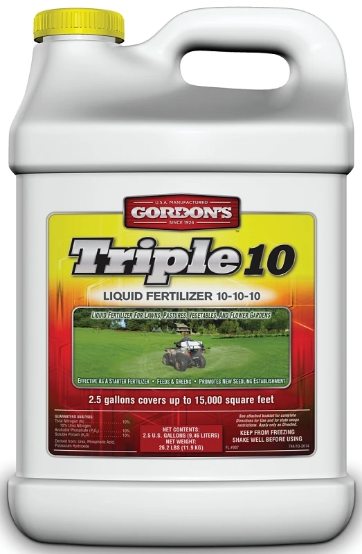 Triple 10 Liquid Fertilizer, 10-10-10, Concentrate, 2.5 Gallons, Covers 15,000 Sq. Ft.
