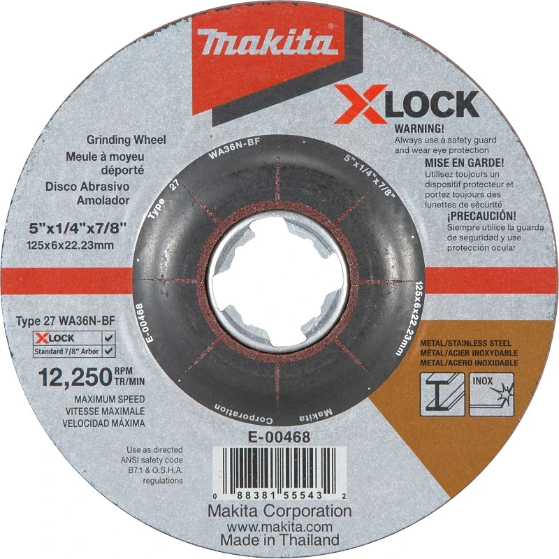 X-lock Type 27 5 In. X 1/4 In. X 7/8 In. Metal/stainless Grinding Wheel