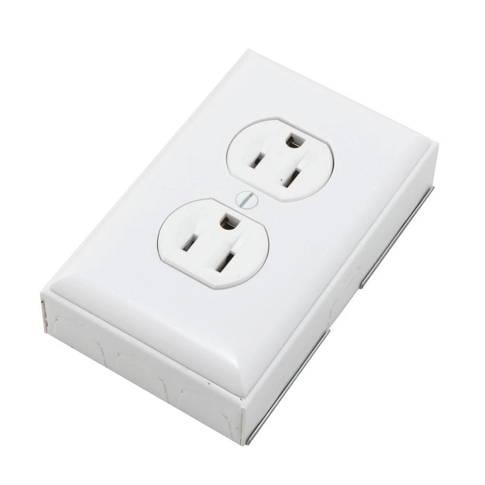 Metal Outlet Box With Duplex/Faceplate Outlet Kit, White