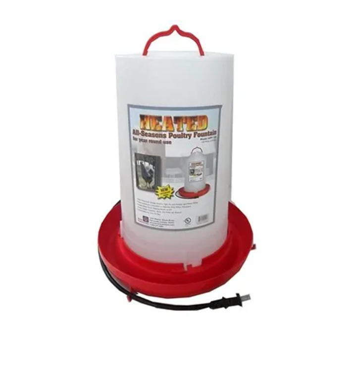 Heated Poultry Fountain, Thermostat Control, 100-Watt, 3-Gals.