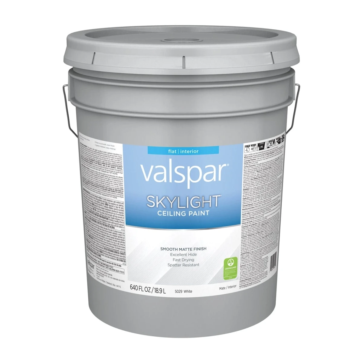 Smooth Matte Skylight Ceiling Paint, White, 5 Gallon Container