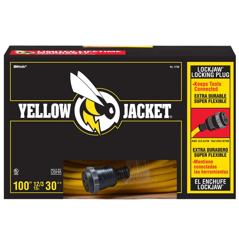 Lockjaw 100 Ft. 12/3 Heavy-duty Extension Cord With Locking Plug