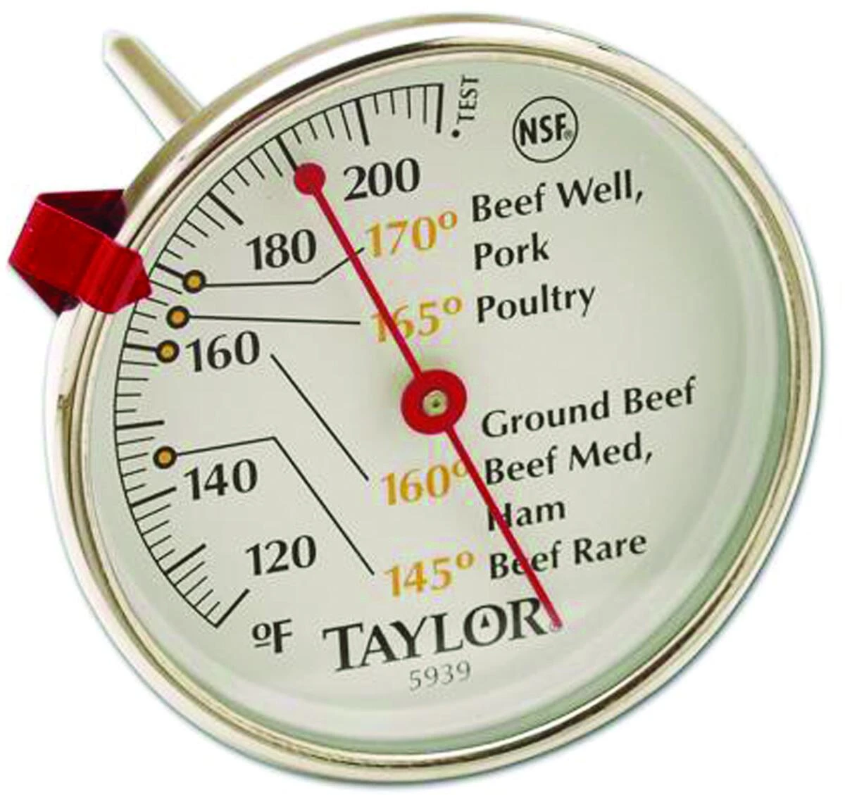 Meat Thermometer, Dial, Stainless Steel, 5-1/2-In.