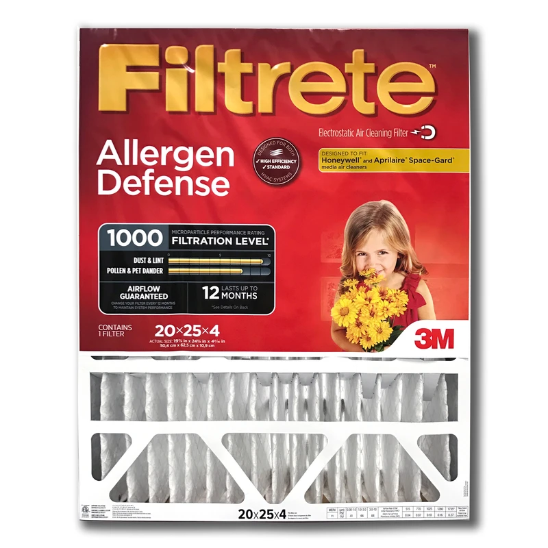 16x25 x 4 In. Allergen Reduction Deep Pleated Air Filter, 12 Months, 1000MPR
