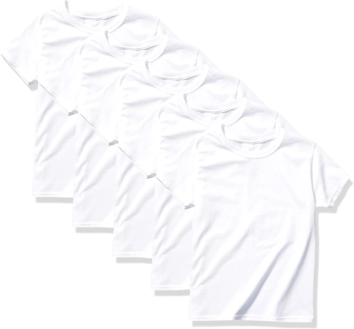 192503320218 Boys EcoSmart Crewneck Undershirt&#44; White - Medium - Pack of 5
