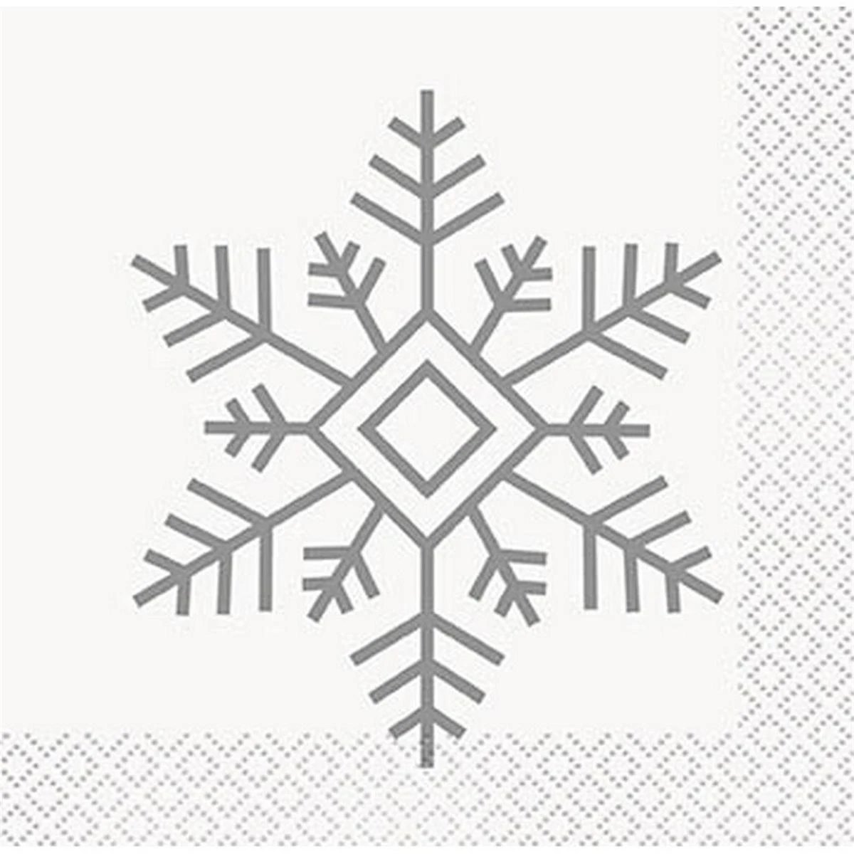 Serviettes de table de fête de Noël en forme de flocon de neige argenté, 16pcs / pack
