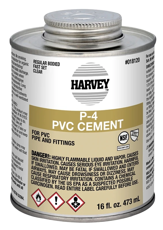 018120-12 Regular Bodied Pvc Cement 16 Ounce For Pressure Pipe