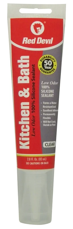 0885 Kitchen & Bath 100% Silicone Sealant, Clear, 2.8 Ounce Squeeze Tube