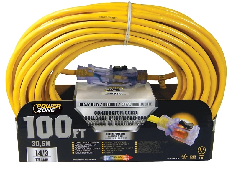 Orp511735 100 Ft. 14/3 Sjtow Outdoor Extension Cord - Yellow