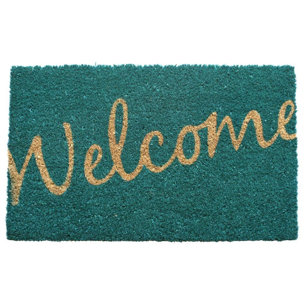Entryways Non Slip Coir Door Mat, 28" W x 17" L, Cursive Welcome