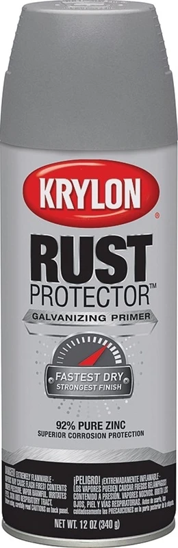 Galvanizing Primer Spray, Rust Protector, Metallic Finish, 12 Oz