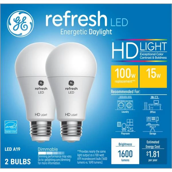 224150 17 W Daylight A21 Light Bulb - Pack of 2