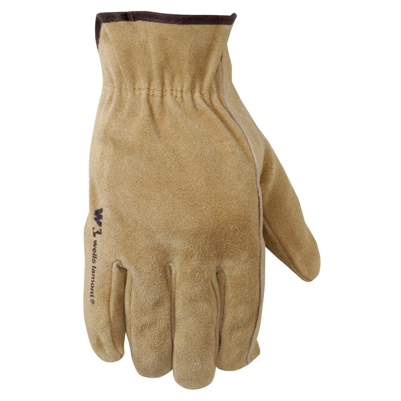 Wells Lamont 1012l Large Suede Cowhide Leather Work Gloves, Tan, 3 Pk