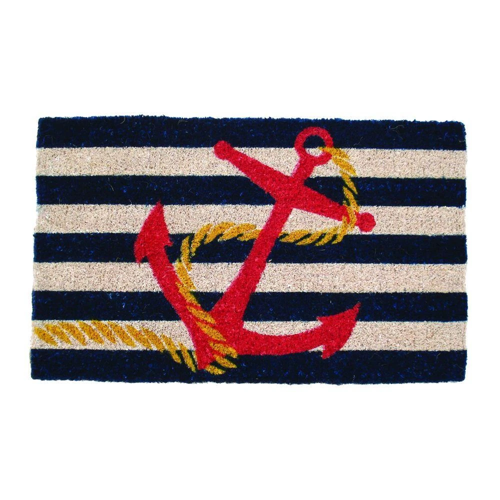 Entryways Hand Woven Coir Door Mat, 30" L x 18" W, Anchor