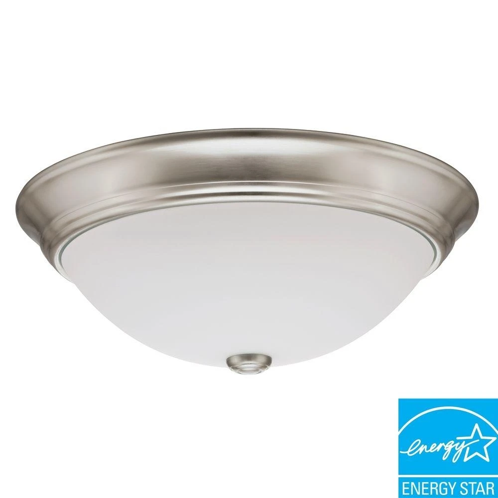 15-inch Brushed Nickel Fluorescent Round Ceiling Light Fixture 11983 Bnp