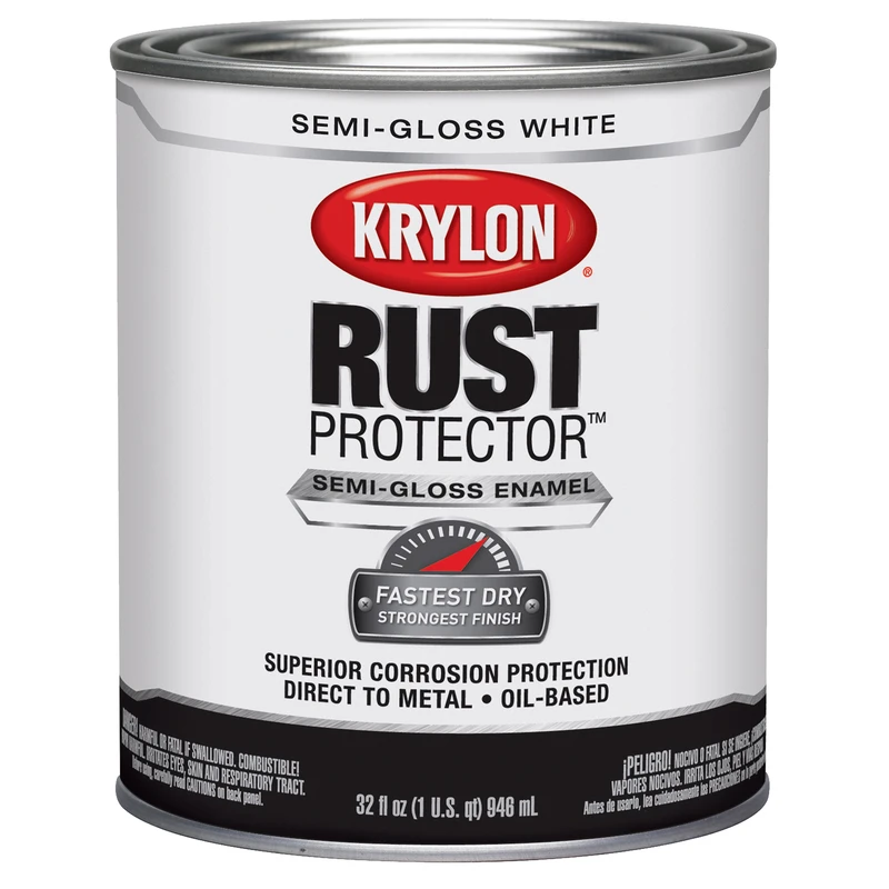 Krylon Rust Protector Oil-Based Semi-Gloss Rust Control Enamel, White, 1 Qt.