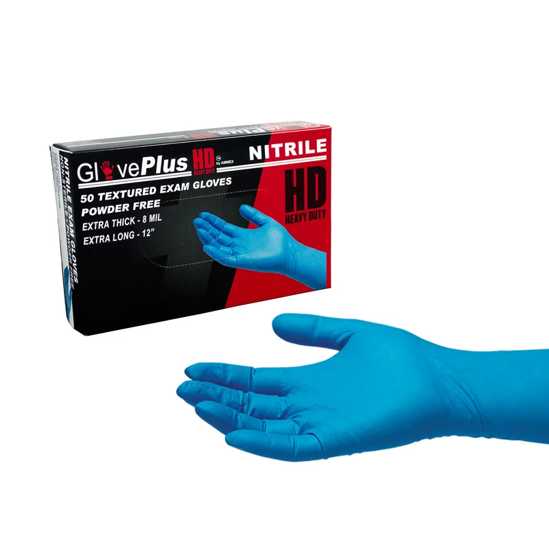 Medium 8 Mm Heavy Duty Blue Nitrile Exam Gloves, Powder Free, 50-box