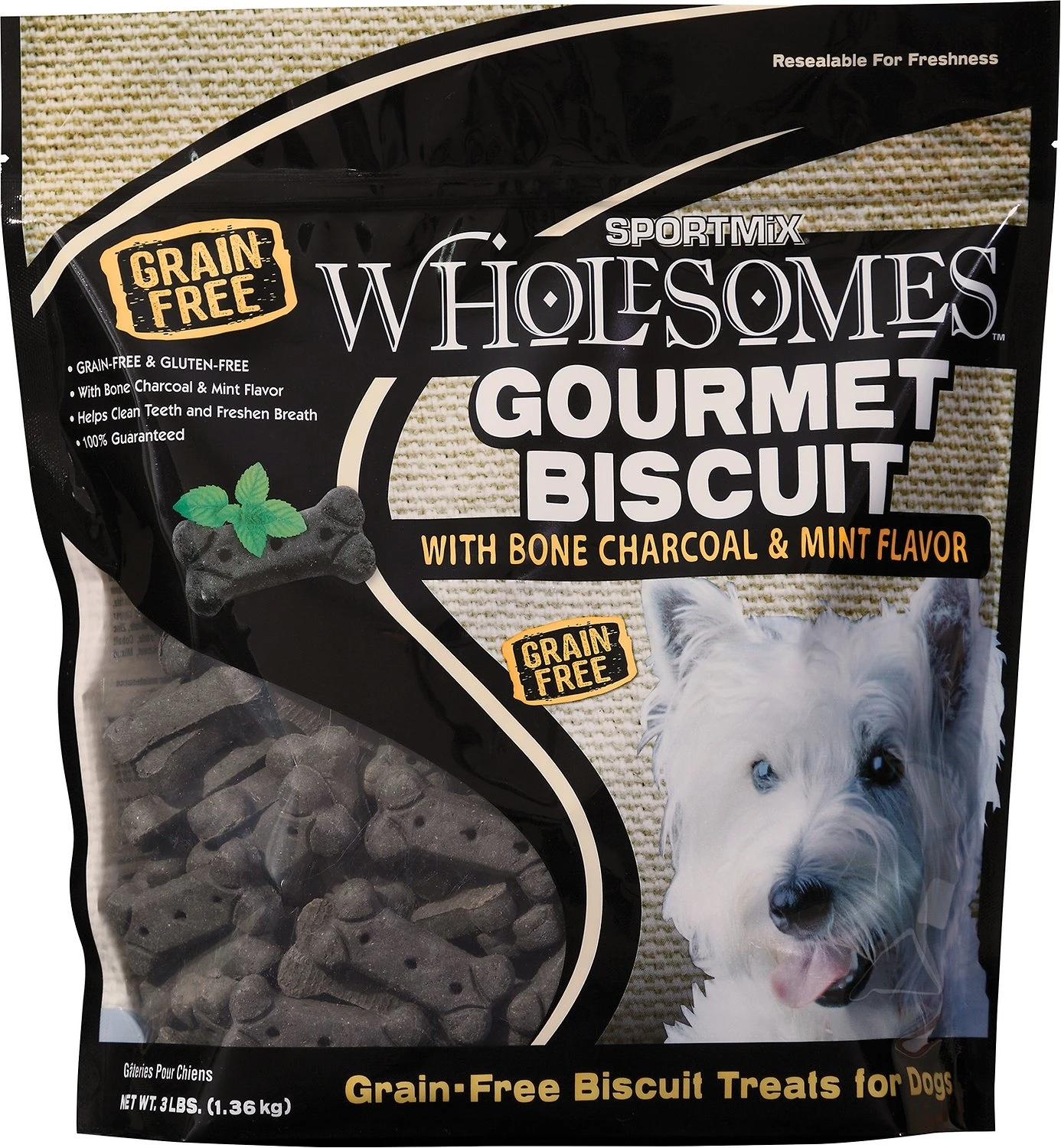 Wholesomes Gourmet Dog Biscuit Treats With Charcoal & Mint Flavor, 3 Pound