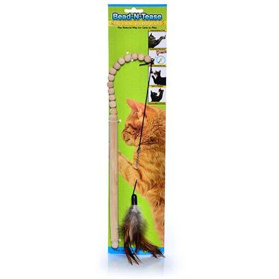 Bead-n-tease Natural Wood Dangler Wand Cat Toy 10913