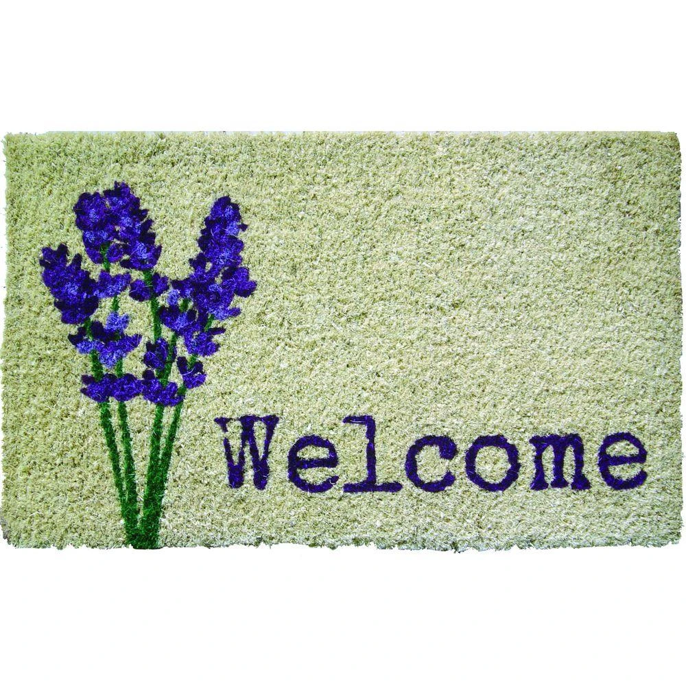 Lavender Welcome 18 In. X 30 In. Hand Woven Coconut Fiber Door Mat - Model 1078s