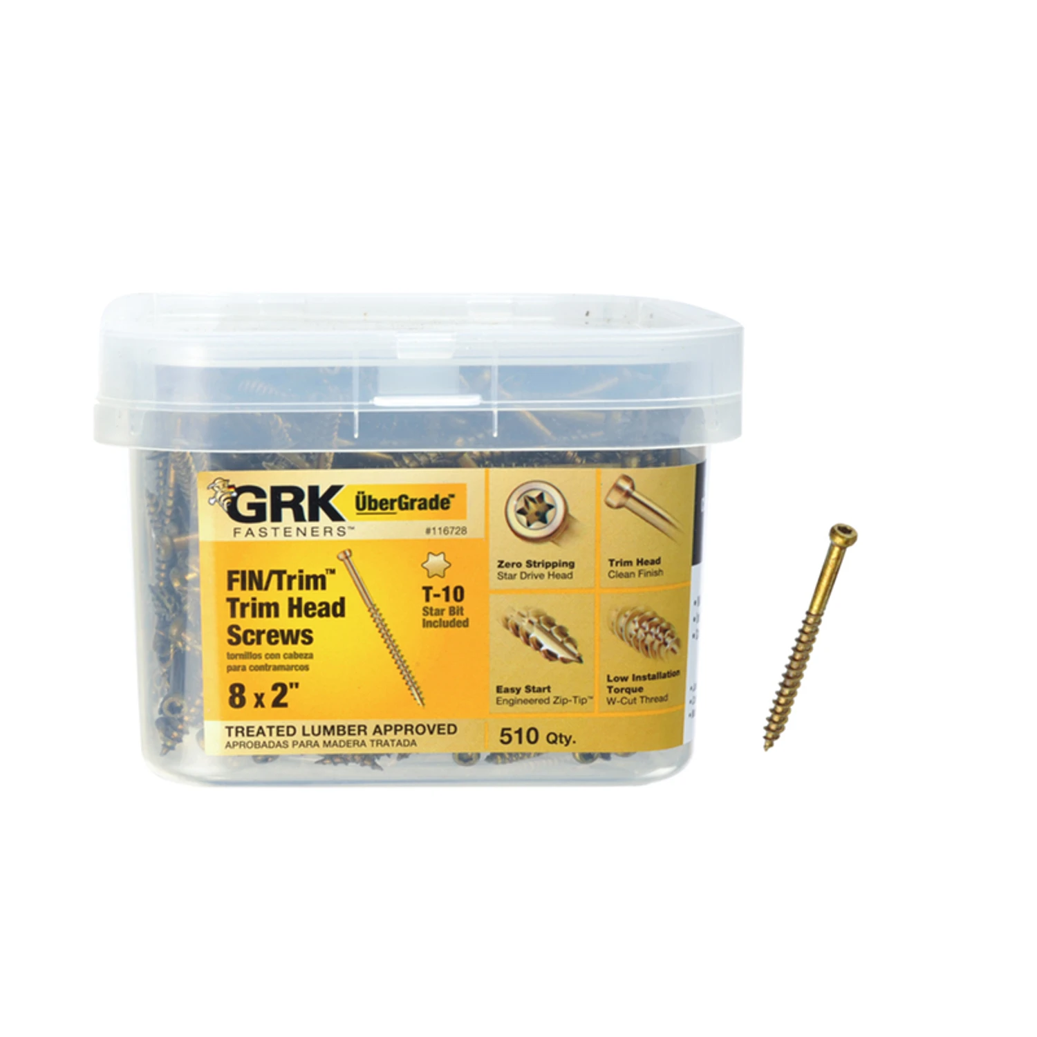 Ubergrade No. 8 X 2 In. L Star Trim Head Construction Screws 510 Pk