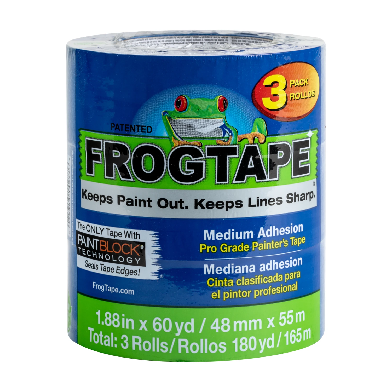 FrogTape 104957 Painter's Tape, 60 yd L, 1.88 in W, Blue