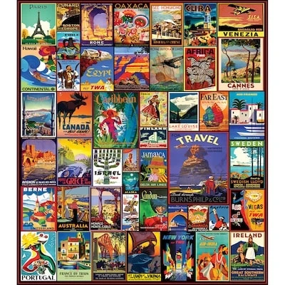White Mountain Puzzles Travel The World Jigsaw Puzzle 550 Pieces 18"H x 24"W (WM1153),Size: small