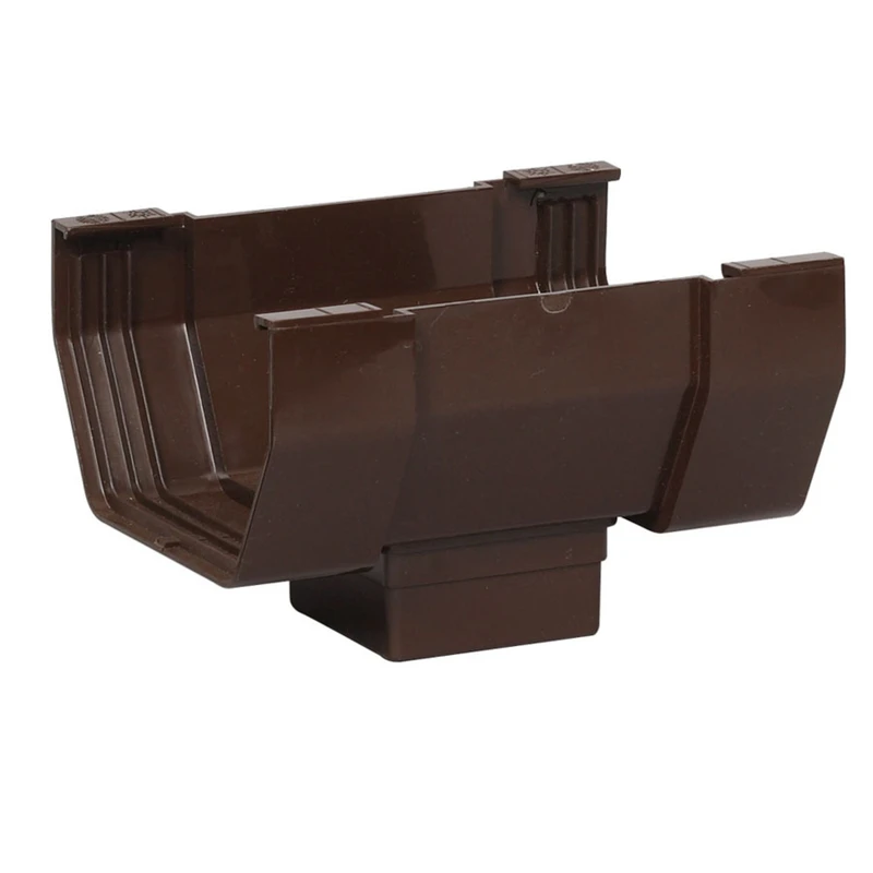 Center Drop Outlet for Brown Vinyl Contemporary Gutter, 5-In.