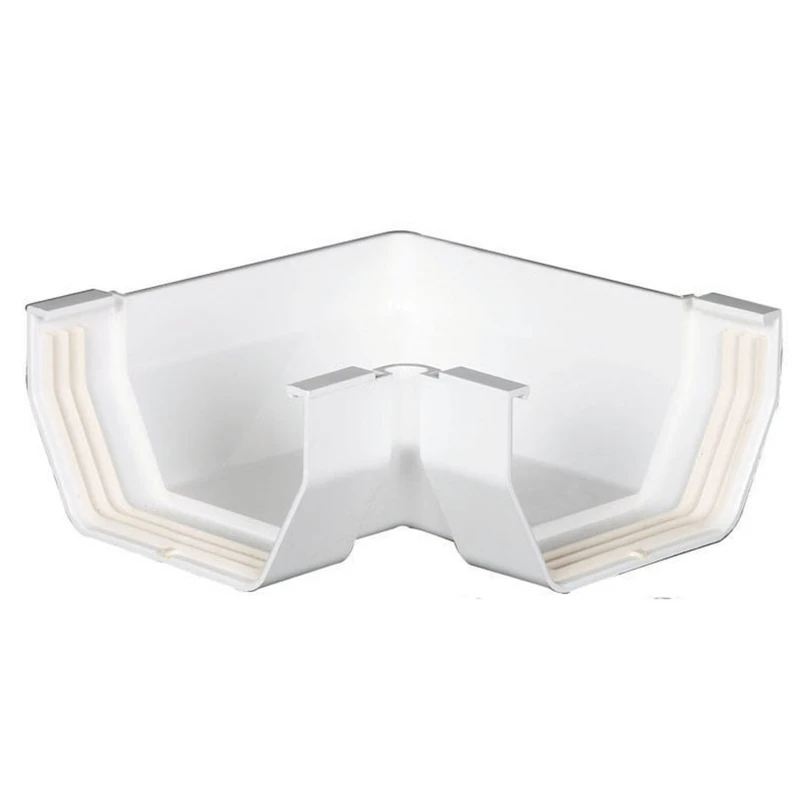 Gutter Miter, Contemporary, Vinyl, White, 5-In.
