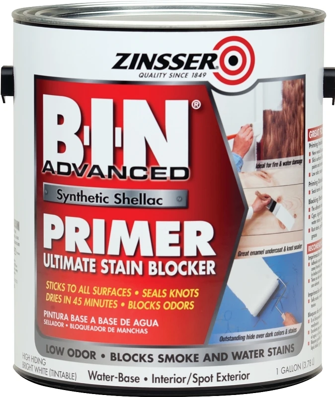B.I.N. Advanced Stain Blocker Primer, Bright White, 1-Gallon