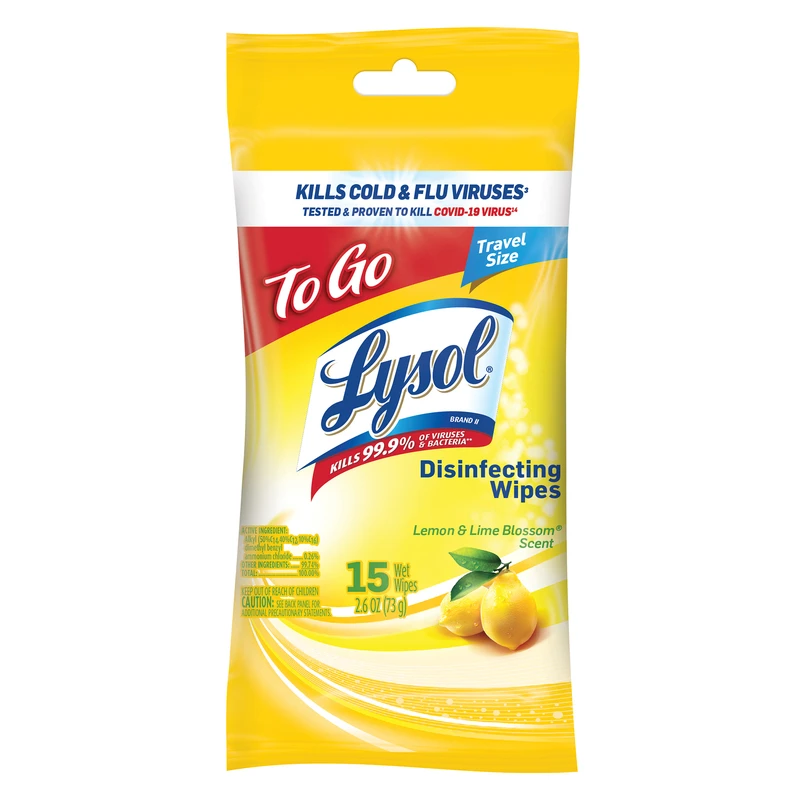 Lysol Disinfecting Wipes On the Go Lemon & Lime Blossom - 15.0 ea