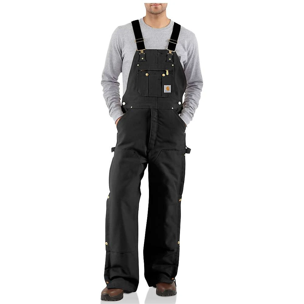 Men's Quilt-lined Duck Zip-to-thigh Bib Overall, Black, 38 X 34-in.