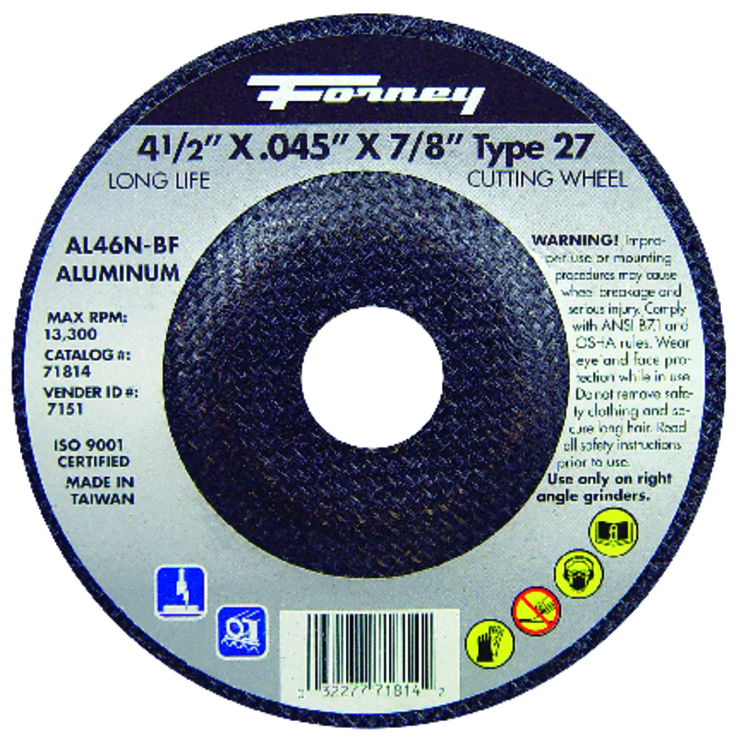 Type 27 4-1/2 In. X 0.045 In. X 7/8 In. Aluminum Cut-off Wheel