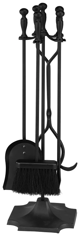 5 Piece Black Fireplace Tool Set - Heavy-duty Construction, 31 Inch