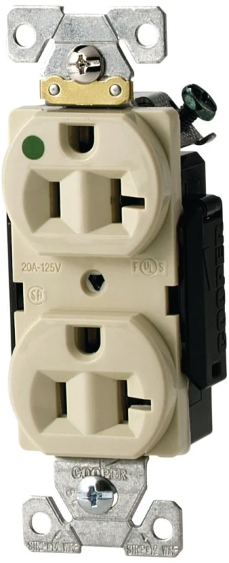 Ah8300v Hospital Grade Duplex Receptacle, 20 Amp, 125 Volt, Ivory