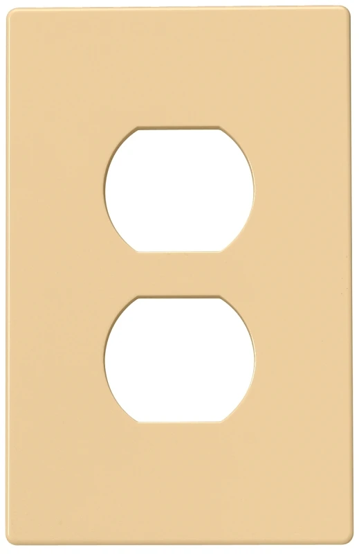 Pjs8v 1-gang Screwless Duplex Receptacle Wall Plate, Ivory, Mid Size