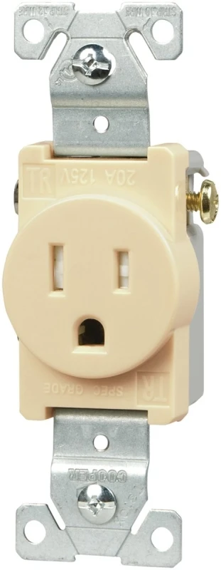 Tr817v-box Tamper Resistant Single Receptacle 15a 125v Ivory