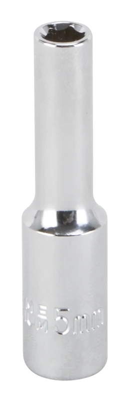 5mm Deep Socket, 1/4 Drive, 6 Point, Chrome Vanadium Steel